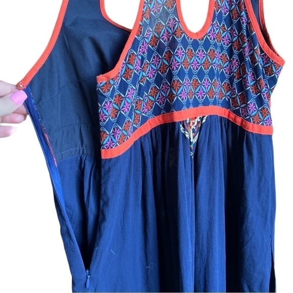 Ecote from Urban Outfitters Navy Blue Boho Cutout Pocket Mini Dress, Medium - Picture 6 of 11